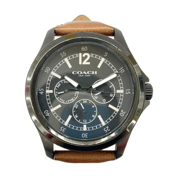 〇〇 COACH コーチ メンズ クォーツ 腕時計 CA.94.2.95.1195 ブラック x ブ...