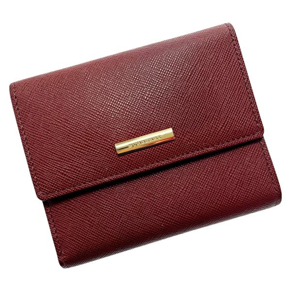 ☆☆ BURBERRY バーバリー Wホック財布 三つ折り財布 YT4608 バーガンディー レザー...