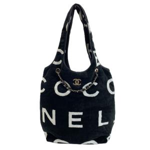 CHANEL シャネル ココビーチ レザー編み込みチェーントートバッグ L4U4294G ブラック×ホワイト レディース やや傷や汚れあり