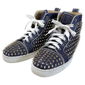 Christian Louboutin クリスチャンルブタン スタッズ デニム ブルー×シルバー ハイカットスニーカー SIZE41（26cm相当） 箱有 傷や汚れあり