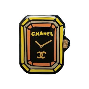 ☆☆ CHANEL シャネル 手書き風の腕時計モチーフ イエロー ジュエリー アクセサリー ピンブローチ やや傷や汚れあり