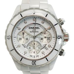 ☆☆ CHANEL シャネル J12 クロノグラフ 9Pダイヤ H2009 ホワイト セラミック 自動巻き メンズ 腕時計 やや傷や汚れあり