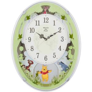 RHYTHM リズム クロック Disney ディズニー 電波掛け時計 メロディ付 キャラクター時計 くまのプーさん Ｍ５２３ 4MN523MC03