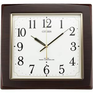 CITIZEN（シチズン） クロック 電波掛け時計 連続秒針 四角 ブラウン
