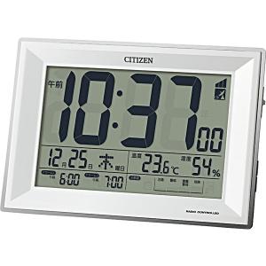 CITIZEN シチズン クロック 電波目覚まし時計 温湿度表示付 カレンダー付 電子音 白 8RZ151-003