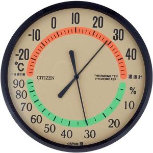 CITIZEN シチズン リズム時計 クロック 温湿度計 壁掛け 茶 ブラウン 9CZ013-006