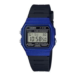 国内正規品 CASIO Collection カシオ コレクション POP 軽量 薄型 ブラック×ブルー ユニセックス腕時計 F-91WM-2AJH｜bigboys-c