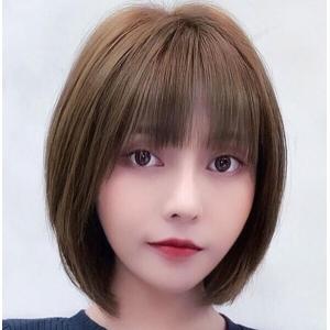 格安 ボブウィッグ 自然な人毛100%フルウィッグ かつら 人毛 自然 医療用 円形　脱毛症 ボブ ミディアム ショート レディース