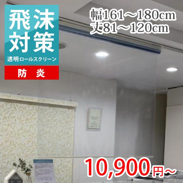ロールスクリーン ロールカーテン オーダー 透明 防炎 耐電 塩ビ プルコード 幅161-180cm...