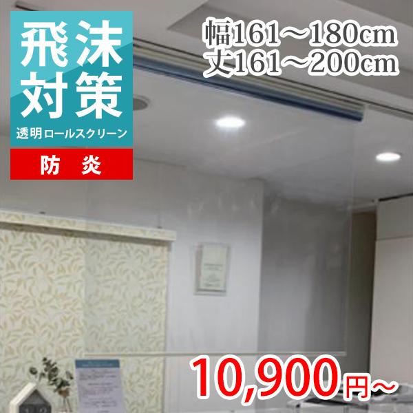 ロールスクリーン ロールカーテン オーダー 透明 防炎 耐電 塩ビ プルコード 幅161-180cm...