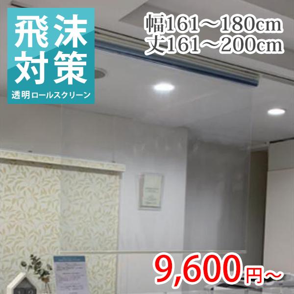 ロールスクリーン ロールカーテン オーダー 透明 塩化ビニール プルコード式 幅161-180cm丈...