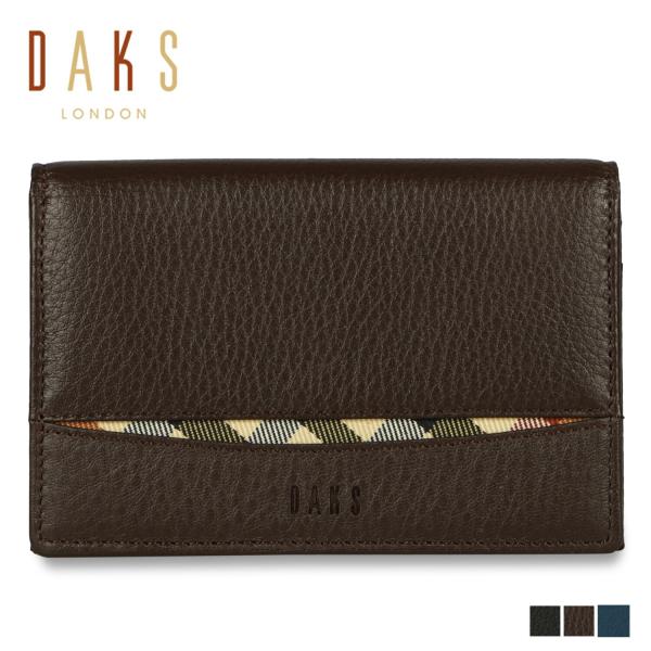 DAKS ダックス カードケース 名刺入れ 定期入れ メンズ スリム 本革 CARD CASE ブラ...