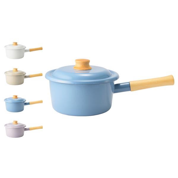 富士ホーロー 片手鍋 ソースパン コットンプラス 18cm IH ガス対応 COTTON PLUS ...