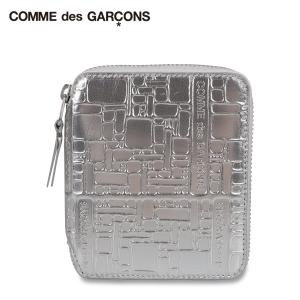 訳あり COMME des GARCONS コムデギャルソン 二つ折り財布 メンズ レディース ラウンドファスナー EMBOSSED LOGOTYPE シルバー SA2100EG 返品不可｜biget