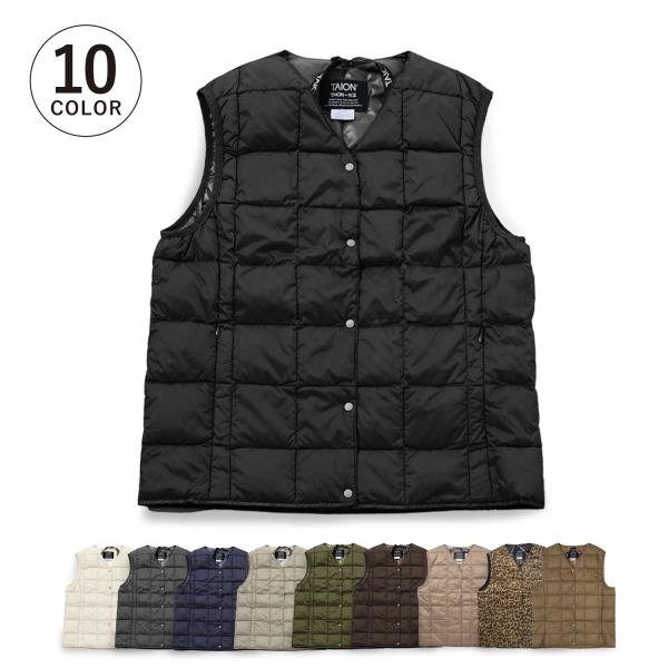 タイオン TAION インナーダウン ベスト ジレ アウター ベーシック Vネックボタン レディース...
