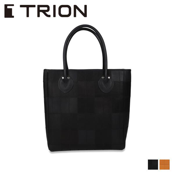 TRION トライオン バッグ トートバッグ メンズ レディース パネルレザー 縦型 TOTE ブラ...