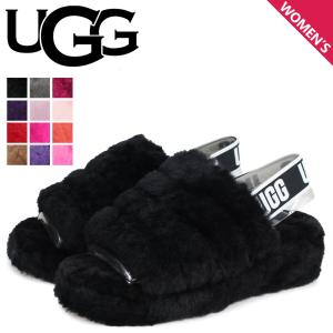 アグ UGG サンダル ムートン フラッフ イヤー スライド レディース WOMENS FLUFF YEAH SLIDE ブラック チャコール 095119｜biget