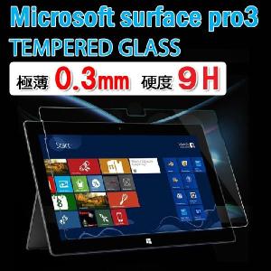 Microsoft surface Pro3 強化ガラス サーフェスプロ 3 透明強化ガラスフィルム 保護シート 液晶フィルム 硬度9H 極薄 0.3mm ゆうパケット送料無料