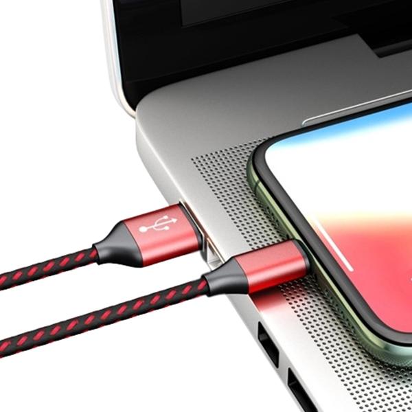 android micro USB ケーブル 100cm レッド＆ブラック