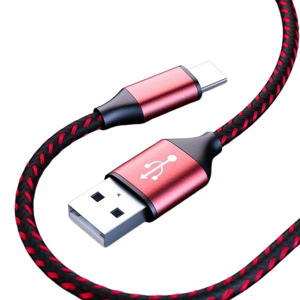 Cタイプ用 USB ケーブル 100cm ブラック＆レッド