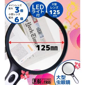 新型　おおきな虫眼鏡　LEDライト付き　大型　大きな　ルーペ　大きい　拡大鏡