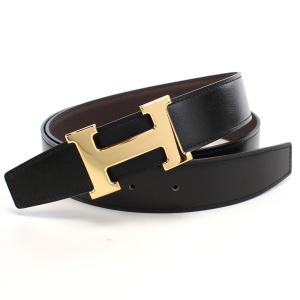 エルメス HERMES メンズベルト ブランド Hロゴ H　BOXカーフ-トゴ　NOIR-ショコラ ブラック ブラウン系 belt-01  gif-04m new-06｜bighit