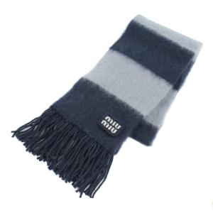 miu miu（ミュウミュウ） マフラー カシミヤ混ウール ロゴマフラー