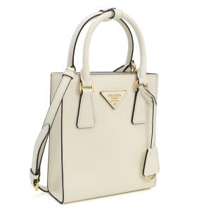 PRADA ハンドバッグ ホワイト サフィアーノレザー PRADA（プラダ） サフィアーノ レザー ホワイト 白 ショルダーバック