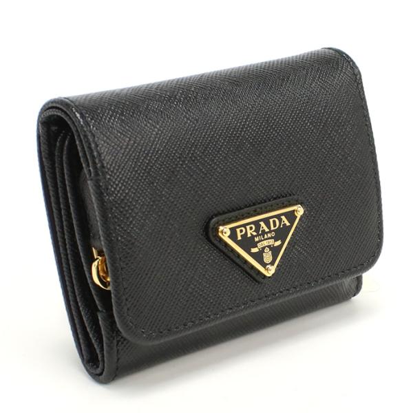 PRADA 三折財布  トライアングルロゴ サフィアーノ 1MH044 QHH F0002 NERO