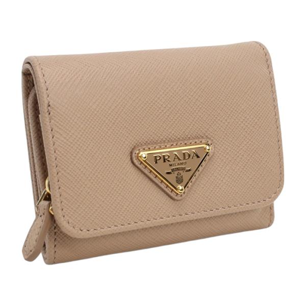 PRADA プラダ 三折財布小銭入付き 1MH044 QHH F0236 レディース ベージュ