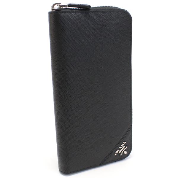 PRADA プラダ 長財布ラウンドファスナー 2ML317 QME F0002 メンズ ブラック
