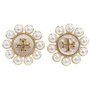 トリーバーチ TORY BURCH KIRA ピアス　ブランド　キラ 153674　700 TORY GOLD-CREAM ホワイト系　accessory-01 母の日｜bighit