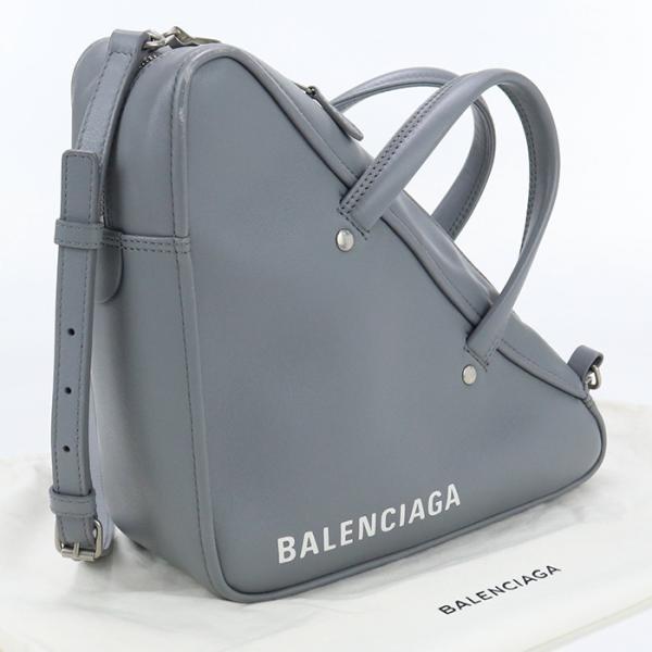 中古良品バレンシアガBALENCIAGA トライアングルダッフル ハンドバッグ ブランド グレー系 ...