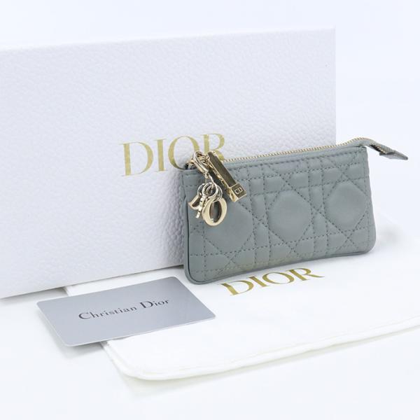 中古良品ディオールChristian Dior レディディオール ジップ キーケース ラムスキン グ...