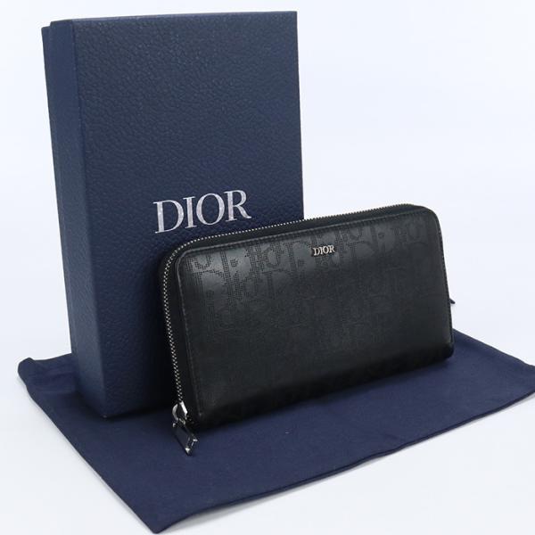 中古美品ディオールChristian Dior ロングジップウォレット ディオール オブリーク 2E...