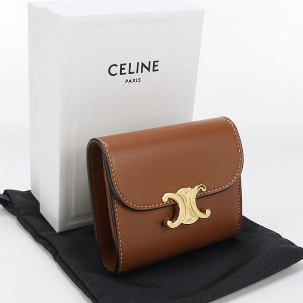 中古良品 CELINE セリーヌ 三折財布 10D78 3BZG.04LU スモール フラップウォレ...