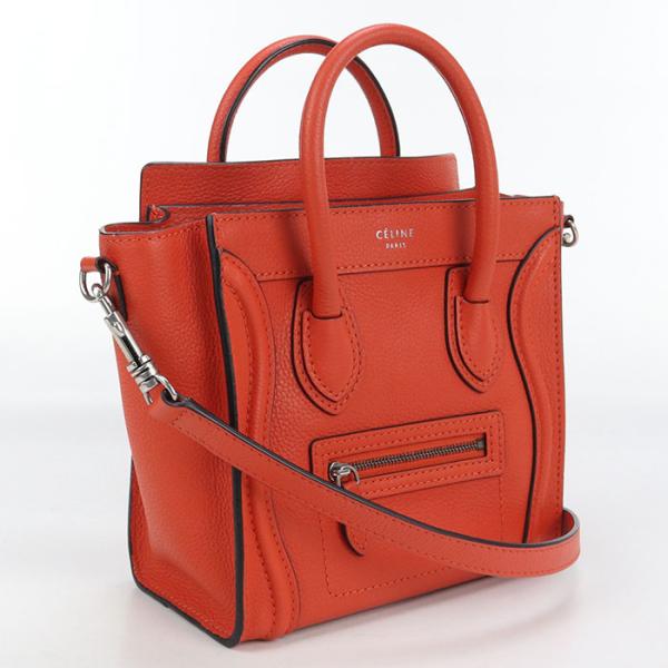 中古良品 CELINE セリーヌ ハンドバッグ ラゲージ ナノ レディース レッド