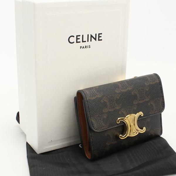 中古良品 CELINE セリーヌ 三折財布 10I652DS3.04LU コイン入付きコンパクトウォ...