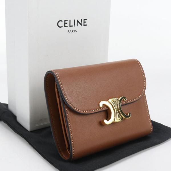 中古良品 CELINE セリーヌ 三つ折り財布 10D783BZG.04LU スモール フラップウォ...