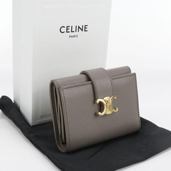 中古良品 CELINE セリーヌ 三つ折り財布 10M963GHH ファイン ストラップウォレット ...