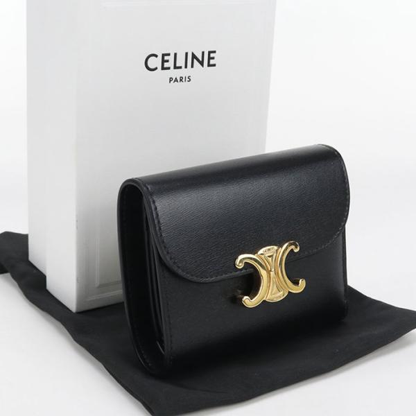 中古良品 CELINE セリーヌ 三つ折り財布 10D783DPV スモール フラップウォレット ト...