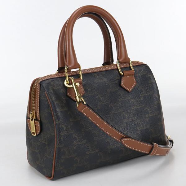 中古良品 CELINE セリーヌ ハンドバッグ スモール ボストン トリオンフキャンバス レディース...