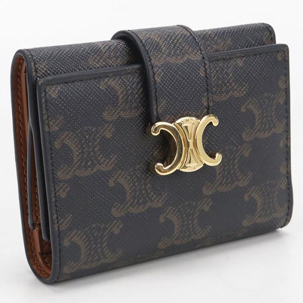 中古良品 CELINE セリーヌ 三つ折り財布 ファインストラップウォレットニノ トリオンフキャンバ...