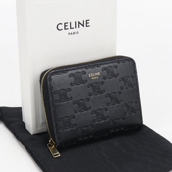中古良品 CELINE セリーヌ 小銭入れ コインケース トリオンフ レディース ブラック