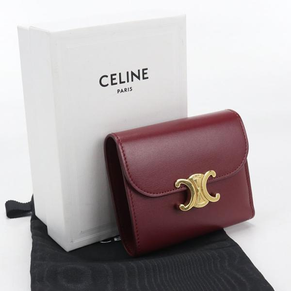 中古良品 CELINE セリーヌ 三折財布 10D783DPV スモール フラップウォレット トリオ...