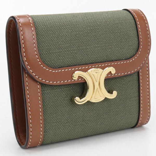 中古良品 CELINE セリーヌ 三つ折り財布 スモール フラップウォレット トリオンフ レディース...