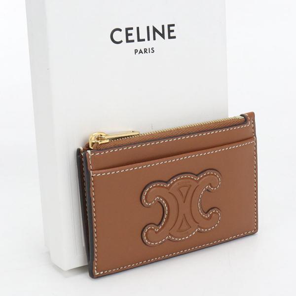 中古良品 CELINE セリーヌ コインケース ジップ付きカードホルダー キュイルトリオンフ レディ...
