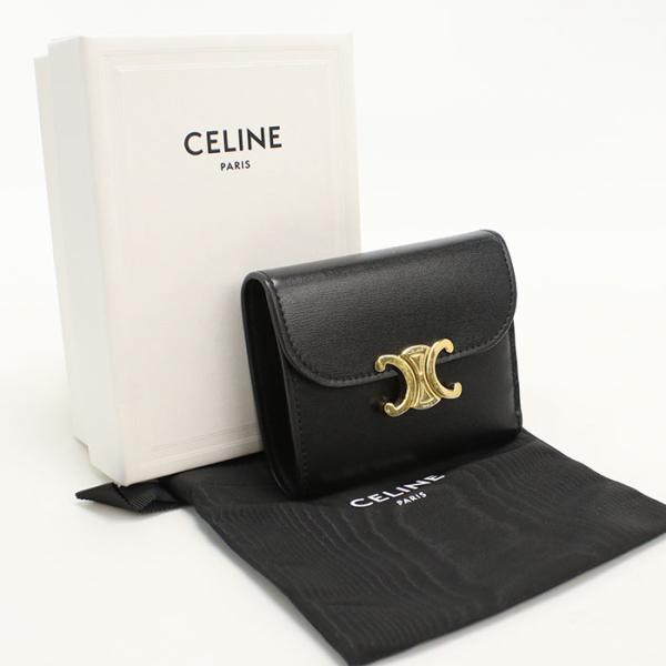 中古良品 CELINE セリーヌ 三つ折り財布 10D783DPV スモール フラップウォレット ト...