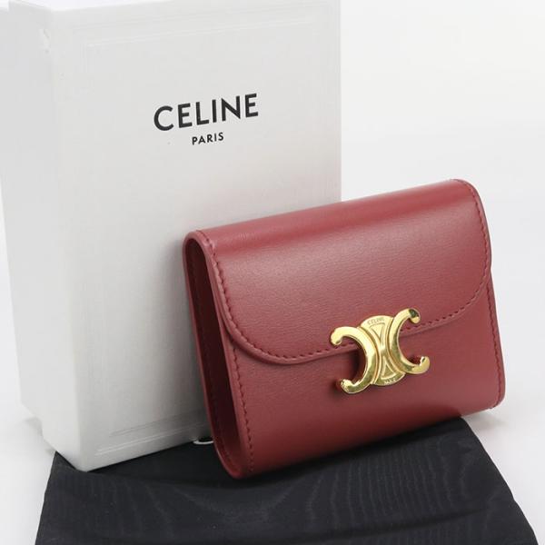 中古良品 CELINE セリーヌ 三折財布 10D78 3DPV スモール フラップウォレット トリ...