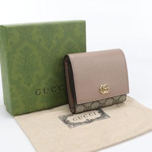 中古美品 GUCCI グッチ 二折財布小銭入付き 598587 バイカラーミニウォレット ダブルG レディース ベージュ